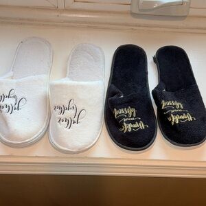 Set of Luxury Embroidered Home Bath Slippers - White and Black